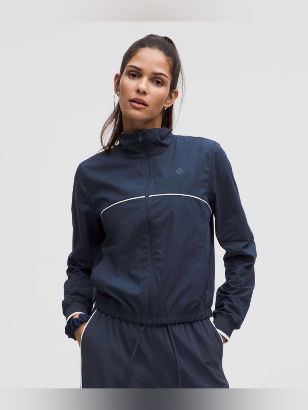 NWT Lululemon Court Rival Track Jacket Perforated Club Blue/White Size 8